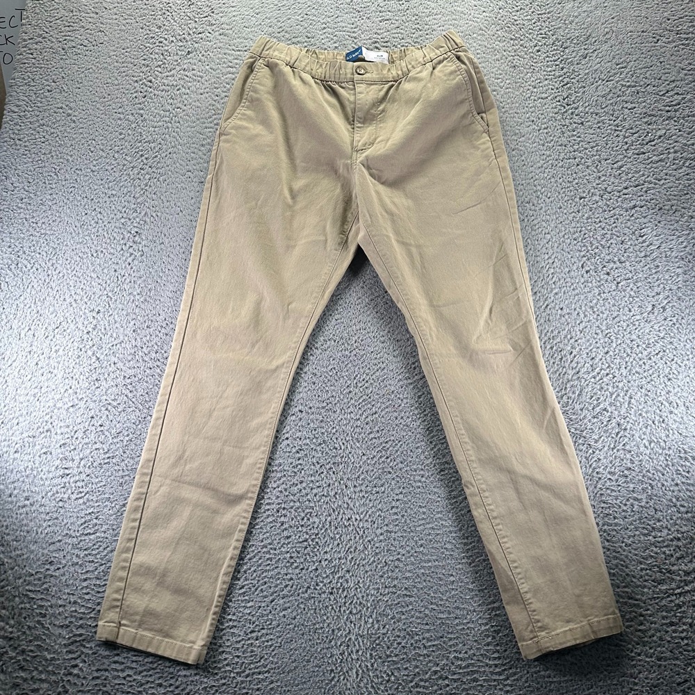 Old Navy Built-In Flex Pant Mens M Brown Cotton Khakis Tapered Slim Fit Workwear
